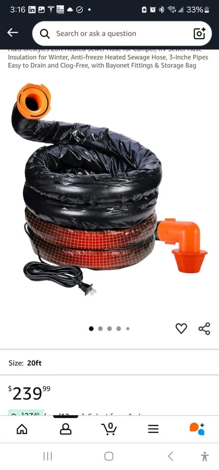 H&G lifestyles 20ft RV Heated Sewer Hose Avoid Freezing at -20°F image indicator(2)