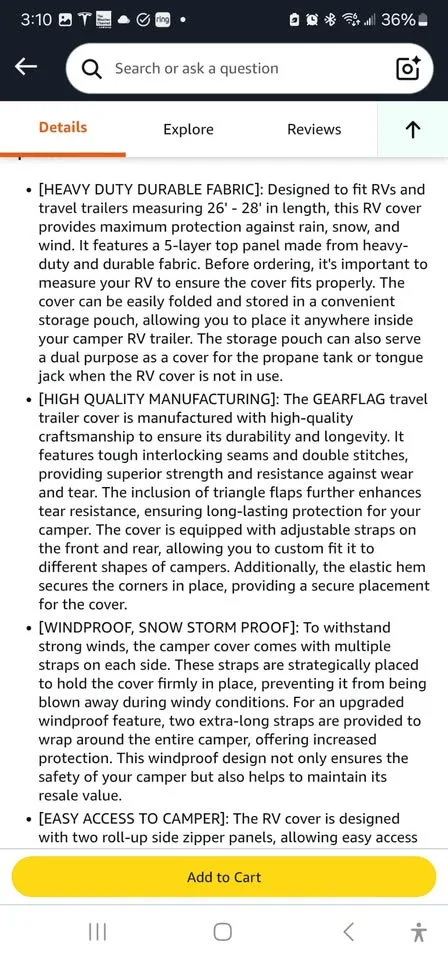 GEARFLAG Trailer RV Camper Cover 26'-28' image indicator(2)