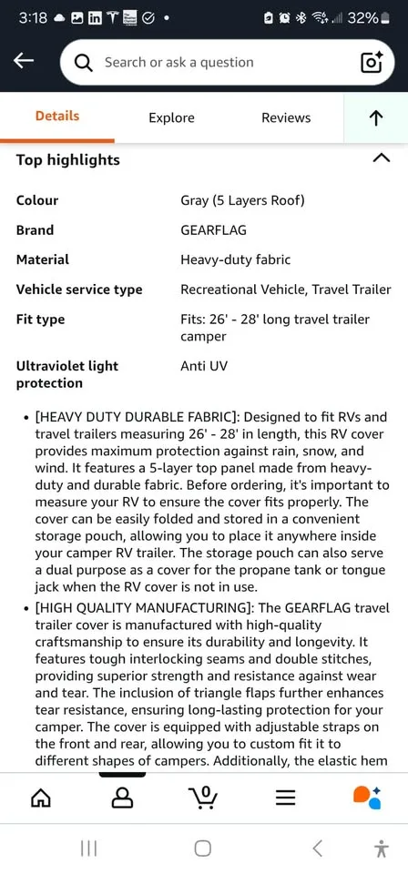 GEARFLAG Trailer RV Camper Cover 26'-28' image indicator(6)