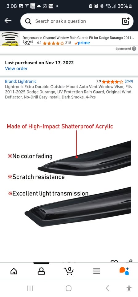 Lightronic Window Visor Dodge Durango 2011-2025 - photo 4