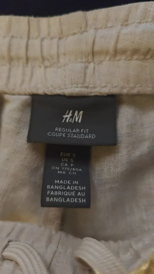 H&M 100% Linen Regular Fit Pants – Small, Never Worn image indicator(4)
