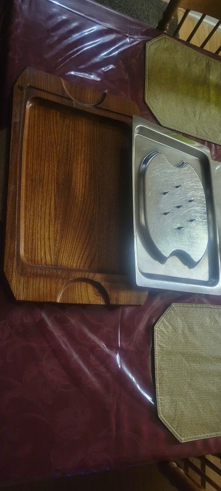 Ham Tray Stainless Steel And Oak Board