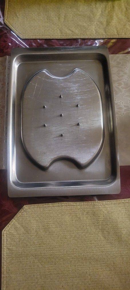 Ham Tray Stainless Steel And Oak Board - photo 2