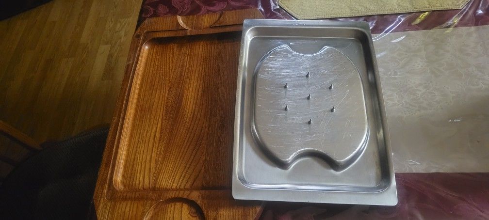 Ham Tray Stainless Steel And Oak Board - photo 5