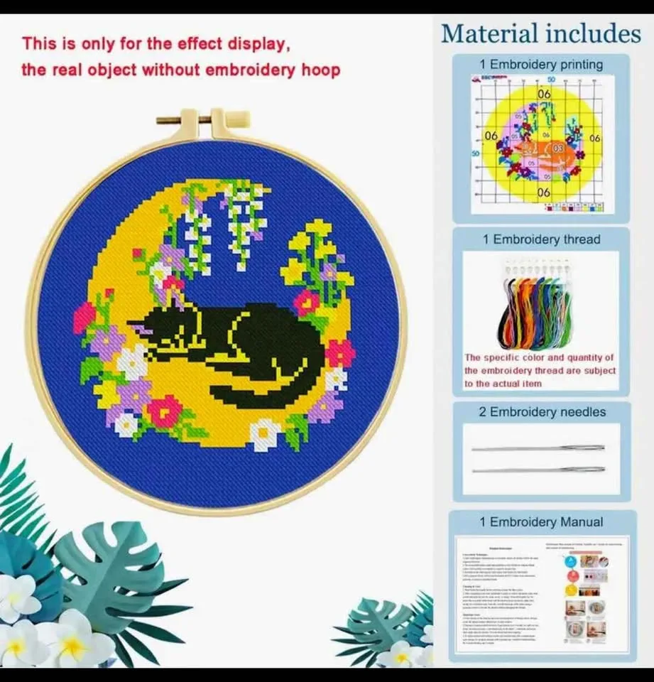Sleeping Cat DIY Cross Stitch Kit image indicator(2)