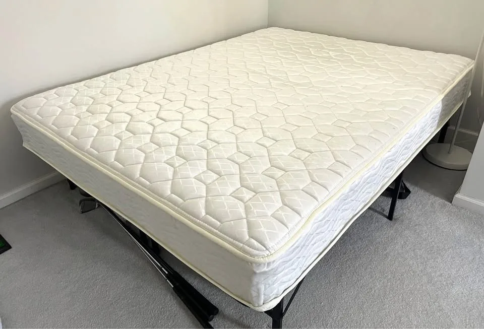 Queen-sized Mattress + Frame. Includes bedsheets + bedskirt! image indicator(2)