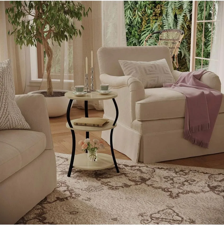 Round Side Table, 3-Tier Waist End Table image indicator(2)