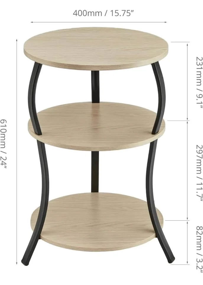 Round Side Table, 3-Tier Waist End Table image indicator(3)