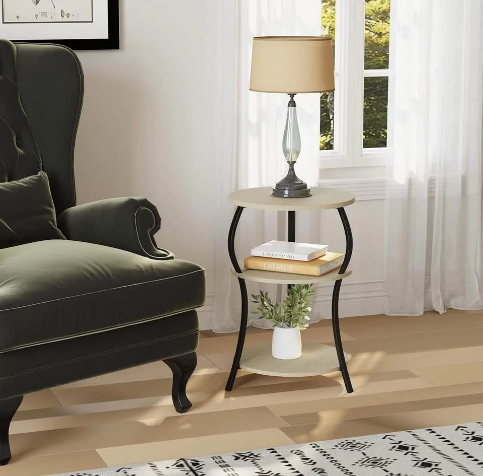 Round Side Table, 3-Tier Waist End Table image indicator(5)