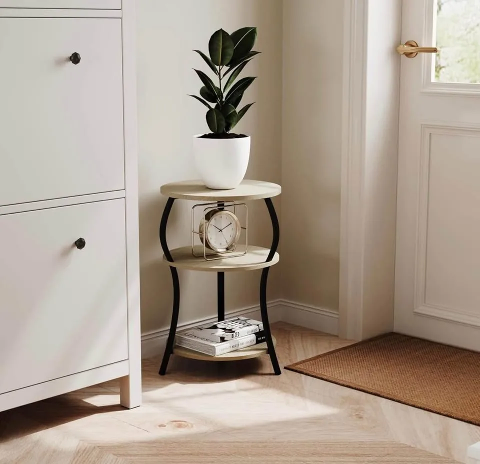 Round Side Table, 3-Tier Waist End Table image indicator(6)