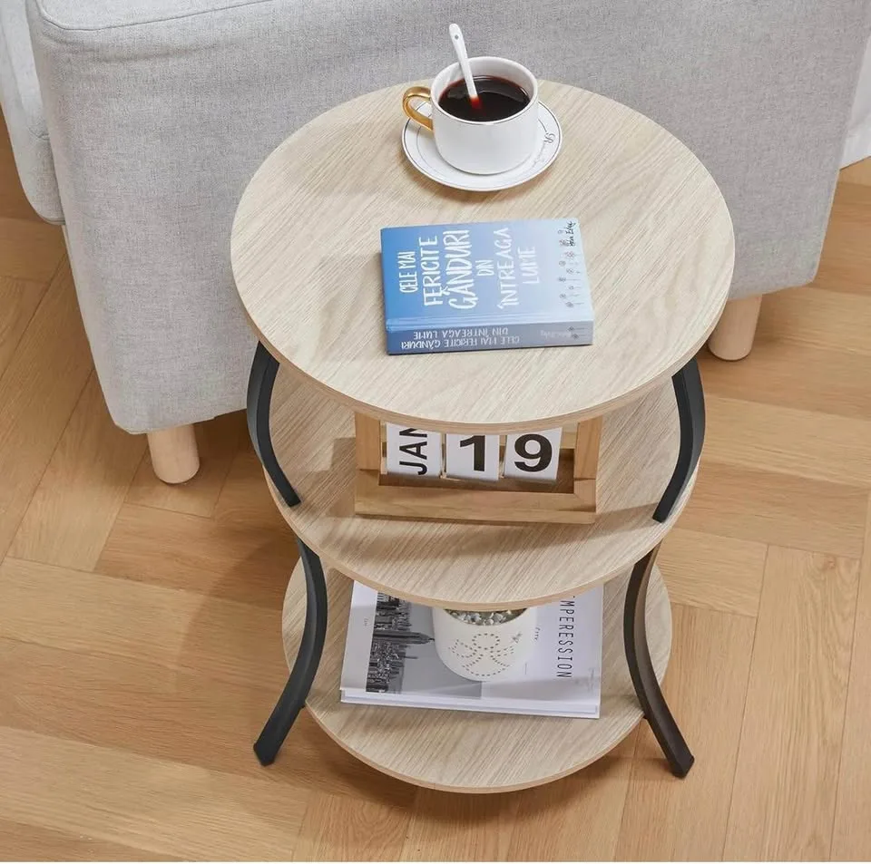 Round Side Table, 3-Tier Waist End Table image indicator(7)