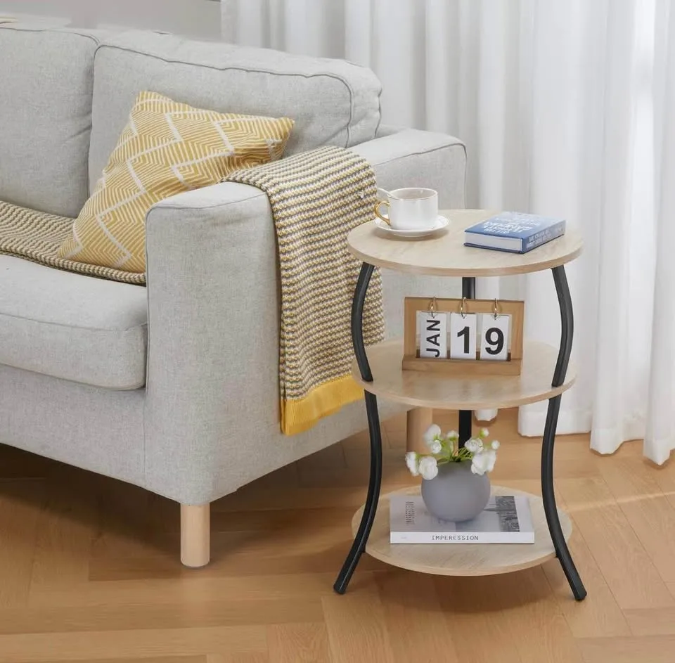 Round Side Table, 3-Tier Waist End Table image indicator(8)