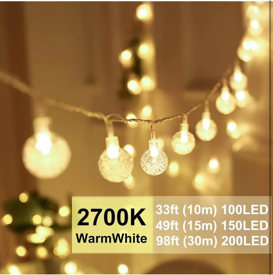 Plug-in Globe String Lights (Warm White), 10m 33ft 100 LED image indicator(2)