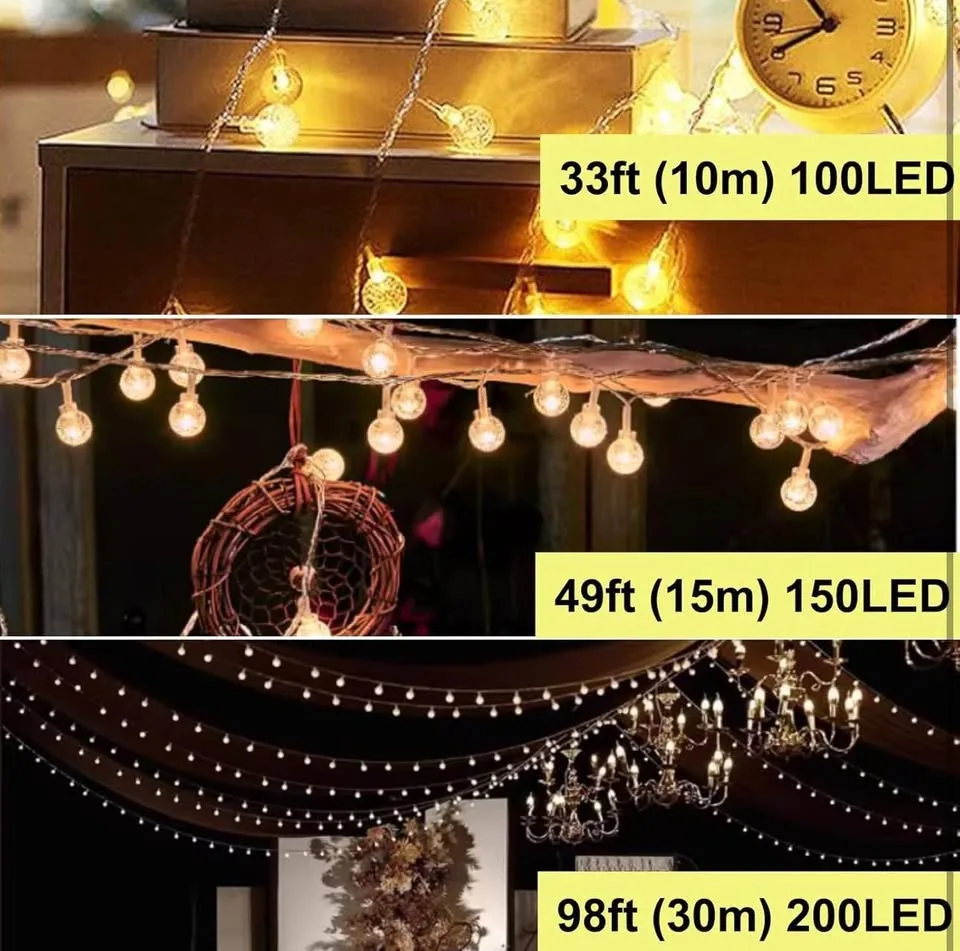 Plug-in Globe String Lights (Warm White), 10m 33ft 100 LED image indicator(5)