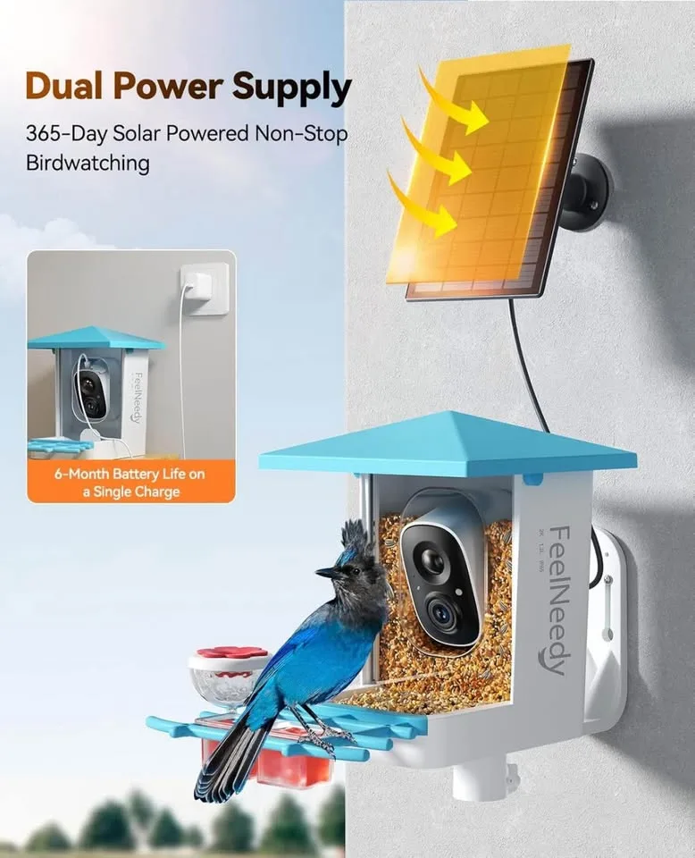 FEELNEEDY Smart Bird Feeder with Camera image indicator(6)