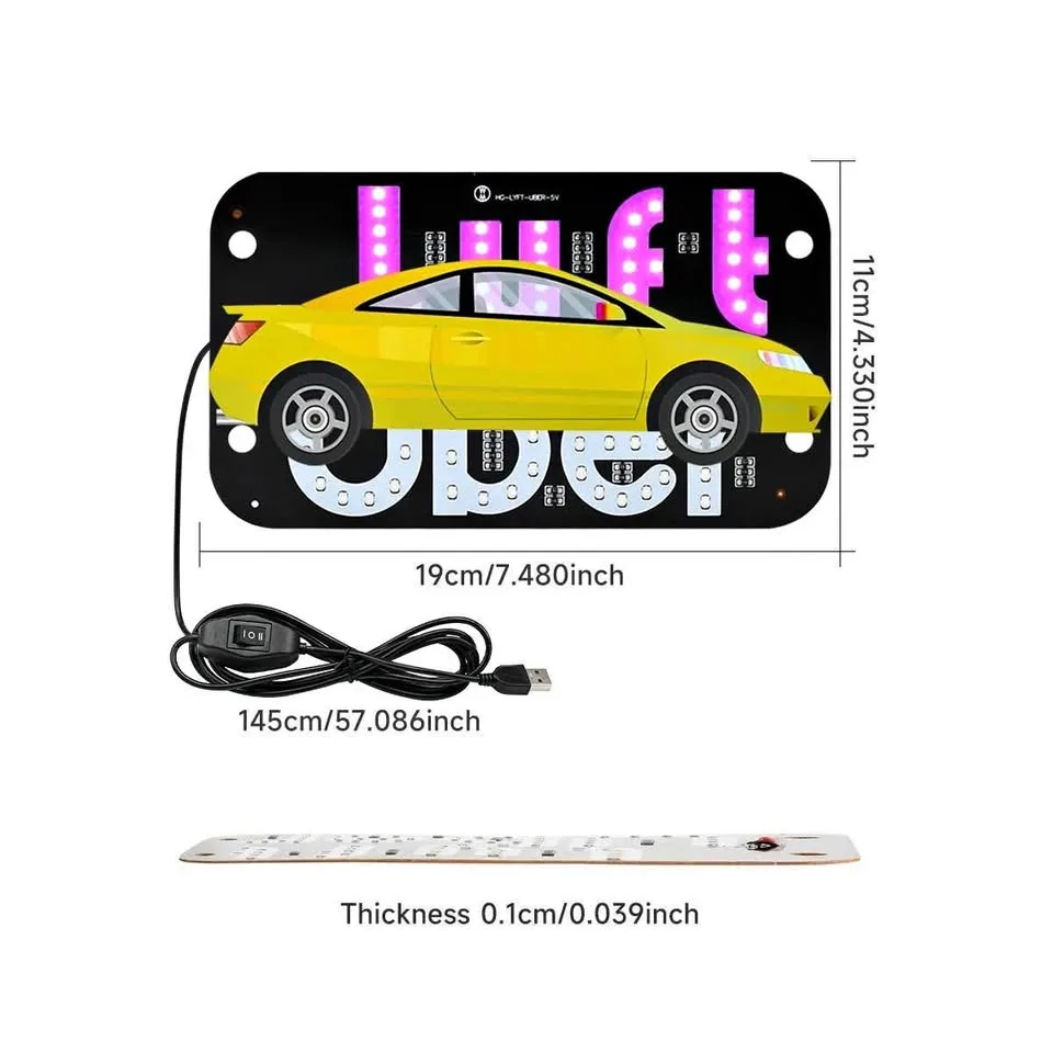 New LED Car Light Panel | UBER + Lyft Logo | USB thumbnail