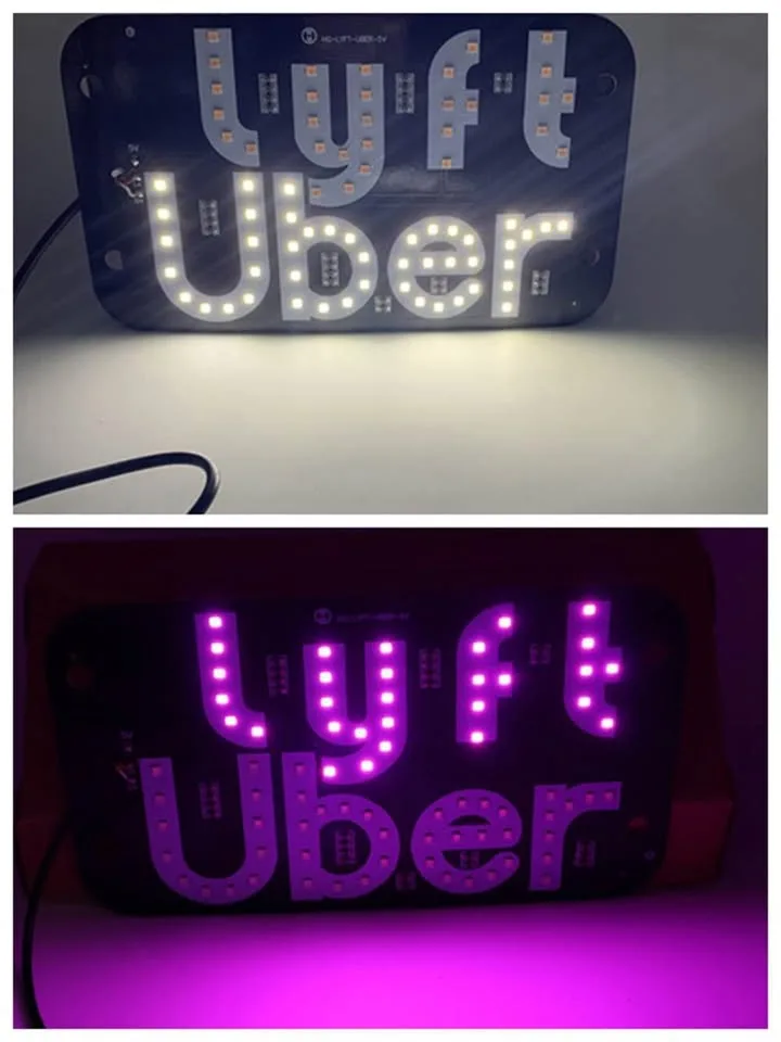 New LED Car Light Panel | UBER + Lyft Logo | USB image indicator(3)