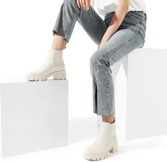 DREAM PAIRS Chelsea Ankle Boots Platform Low Heel image indicator(6)