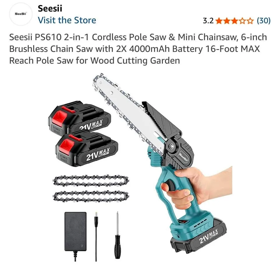 New in box Seesii 2-in-1 cordless pole saw and mini chainsaw