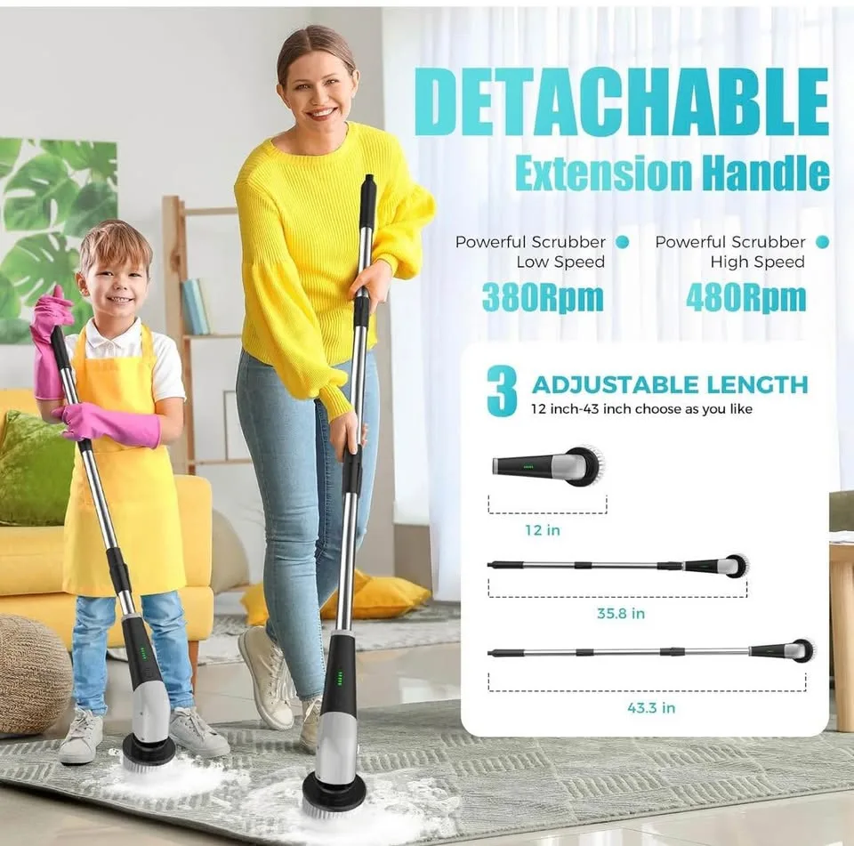 Brand new YKYI electric spin scrubber with 8 brush heads image indicator(2)