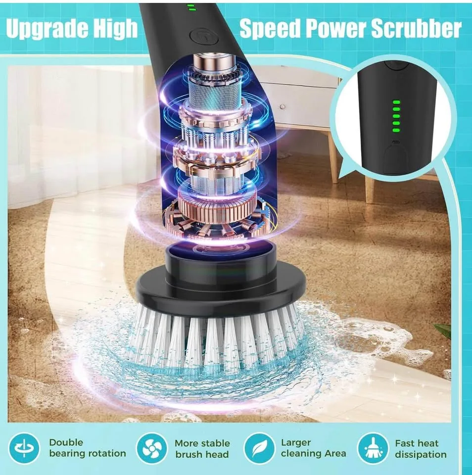 Brand new YKYI electric spin scrubber with 8 brush heads image indicator(3)