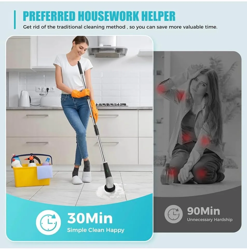 Brand new YKYI electric spin scrubber with 8 brush heads image indicator(5)