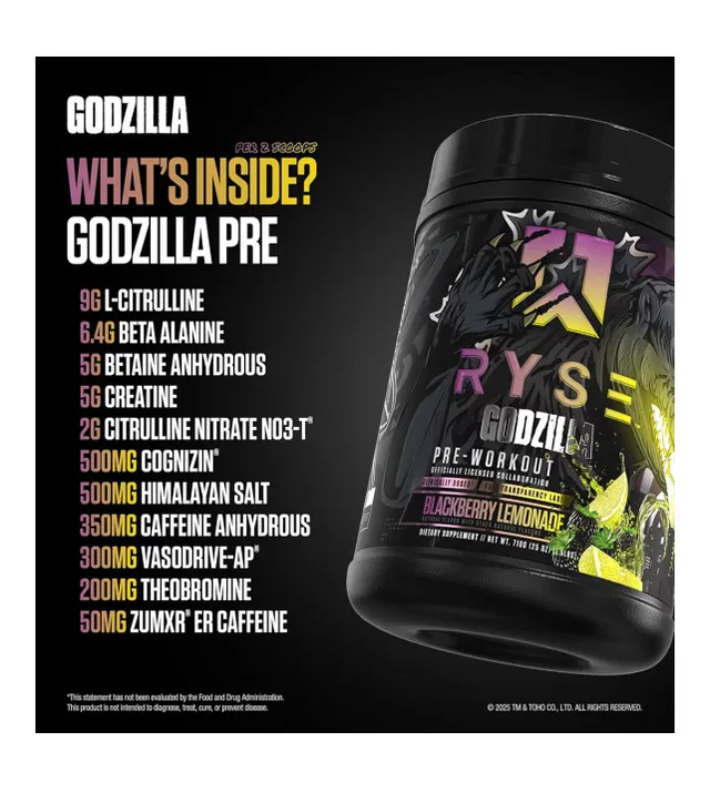 RYSE Up Godzilla Pre Workout (Blacberry Lemonade) image indicator(3)