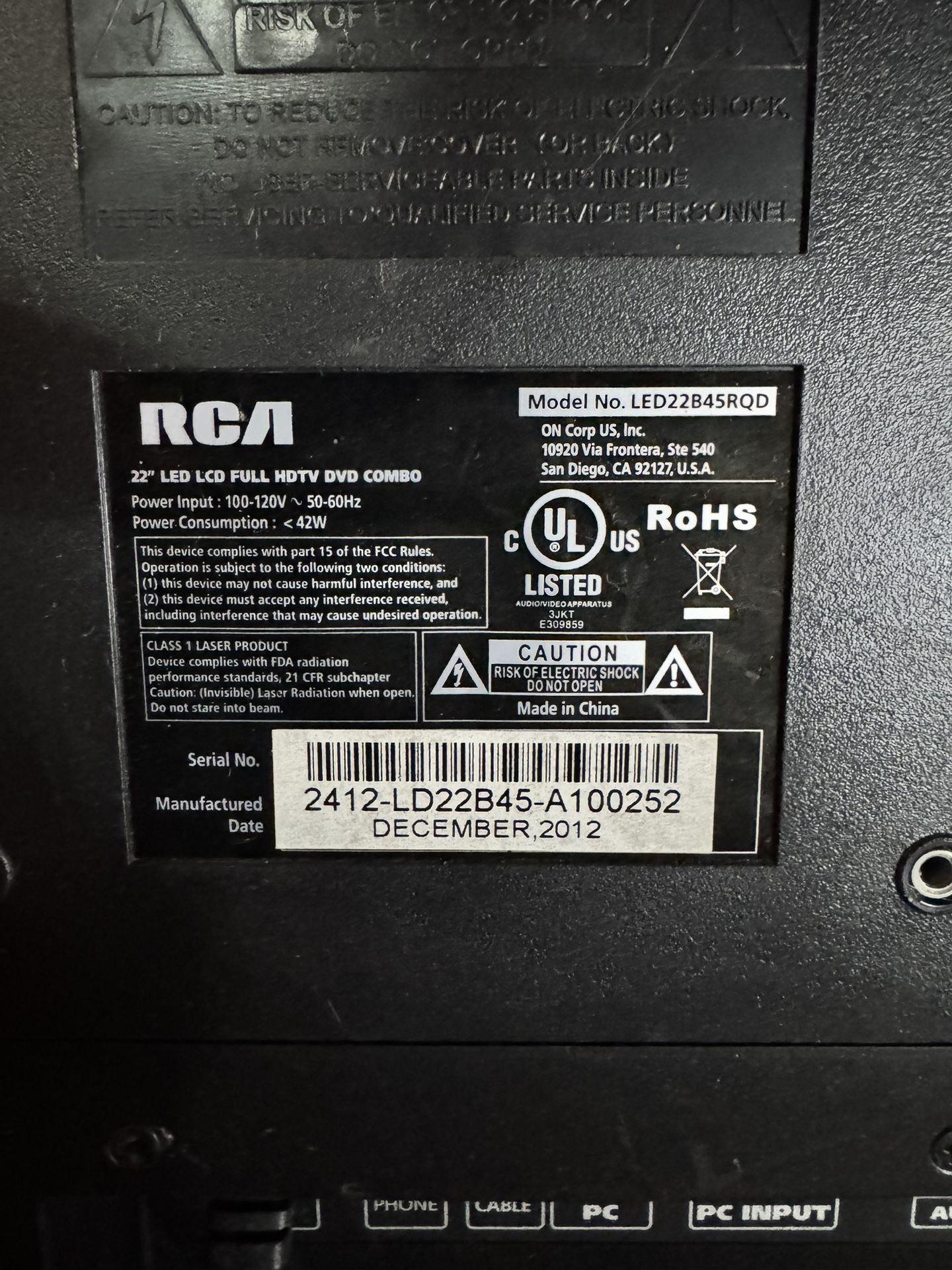RCA 22" (1080p) LED HDTV DVD Combo - photo 3