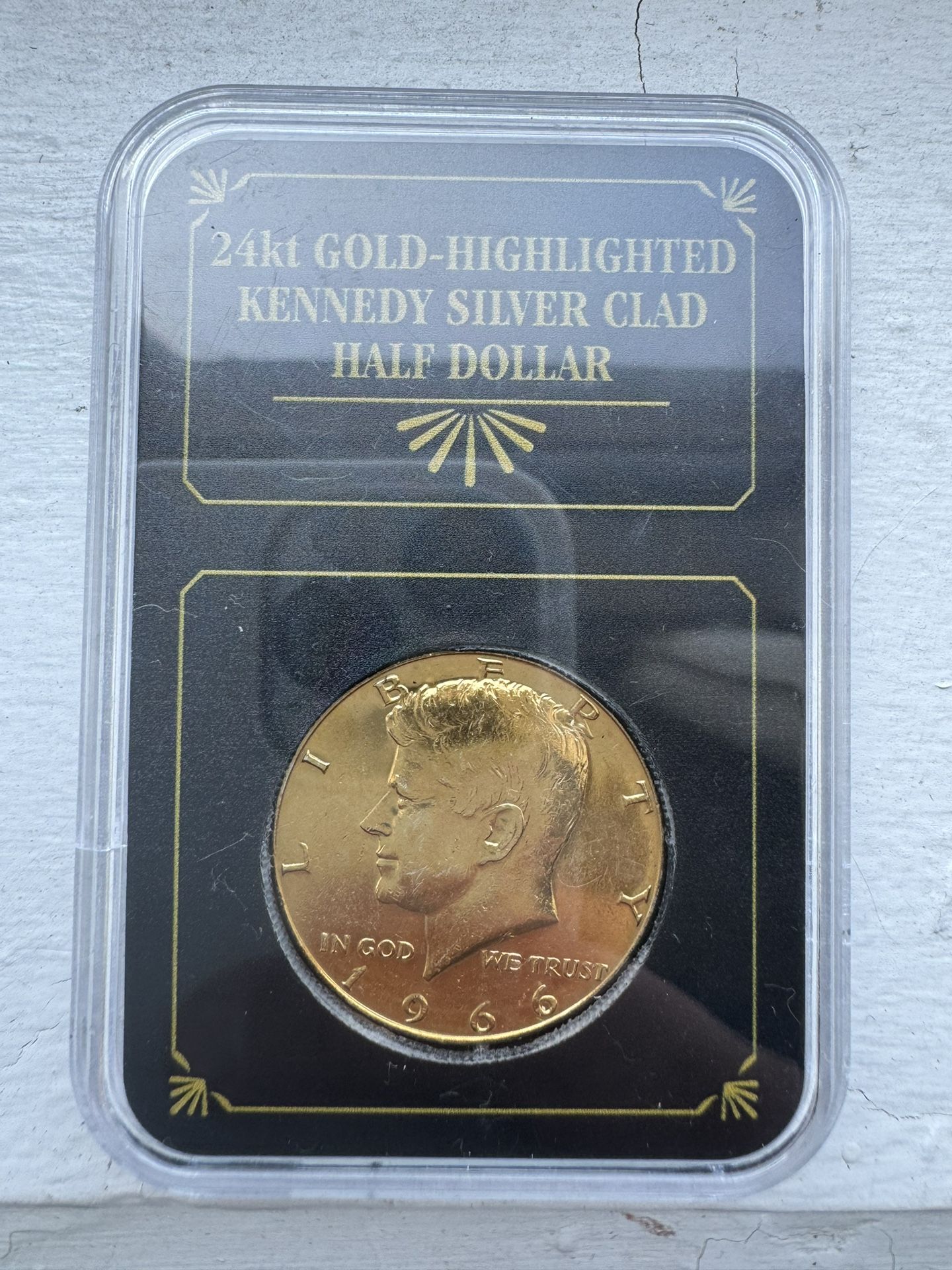 24kt Gold-Highlighted Kennedy Silver Glad Half Dollar 1966
