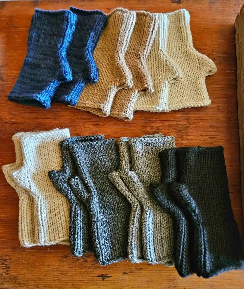 Hand knit alpaca fingerless gloves thumbnail