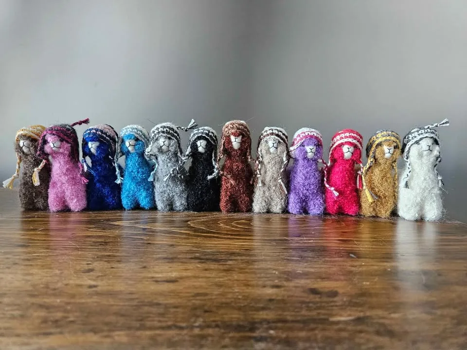 Needle felted alpaca with tiny hat image indicator(2)