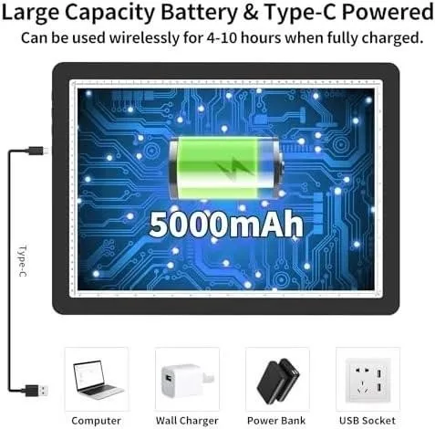 TOHETO Rechargeable A3 Light Board image indicator(4)
