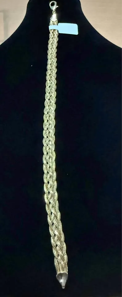 10” 18k Gold Fill braided Herringbone Anklet thumbnail