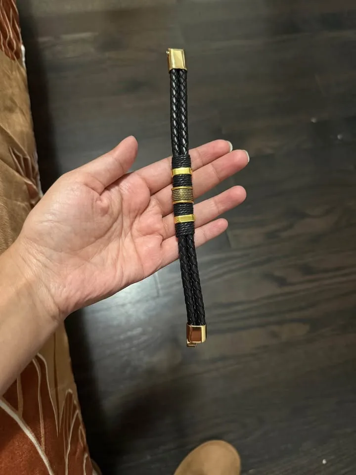 Retro Golden Black Bracelet for Men image indicator(2)