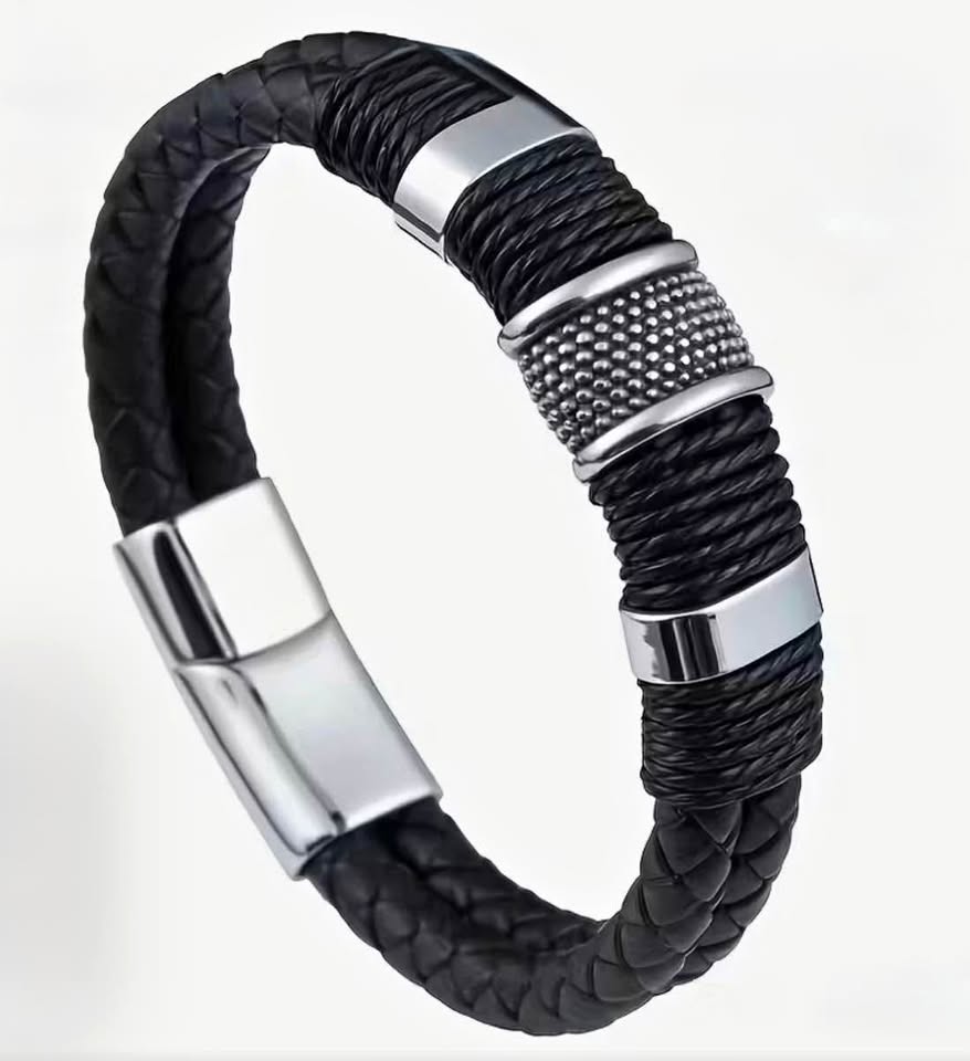 Retro Silver Black Bracelet for Men