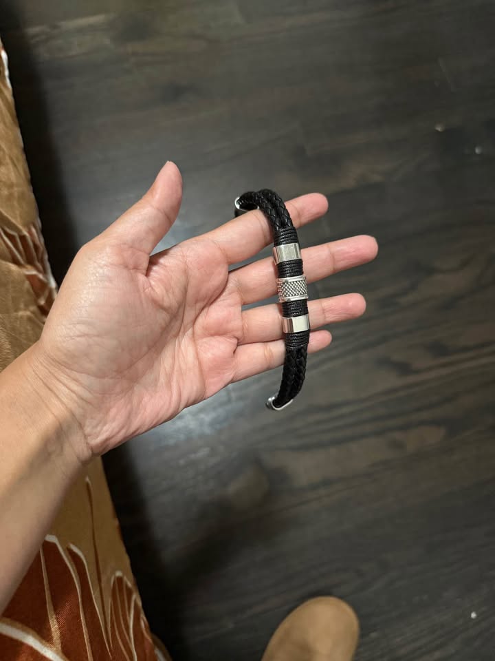 Retro Silver Black Bracelet for Men - photo 2