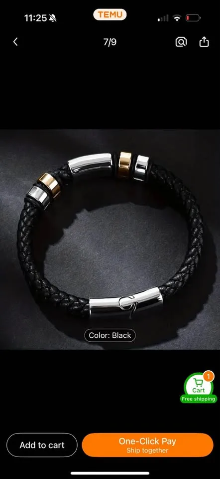 Black and Silver Braided Bracelet for Men image indicator(4)