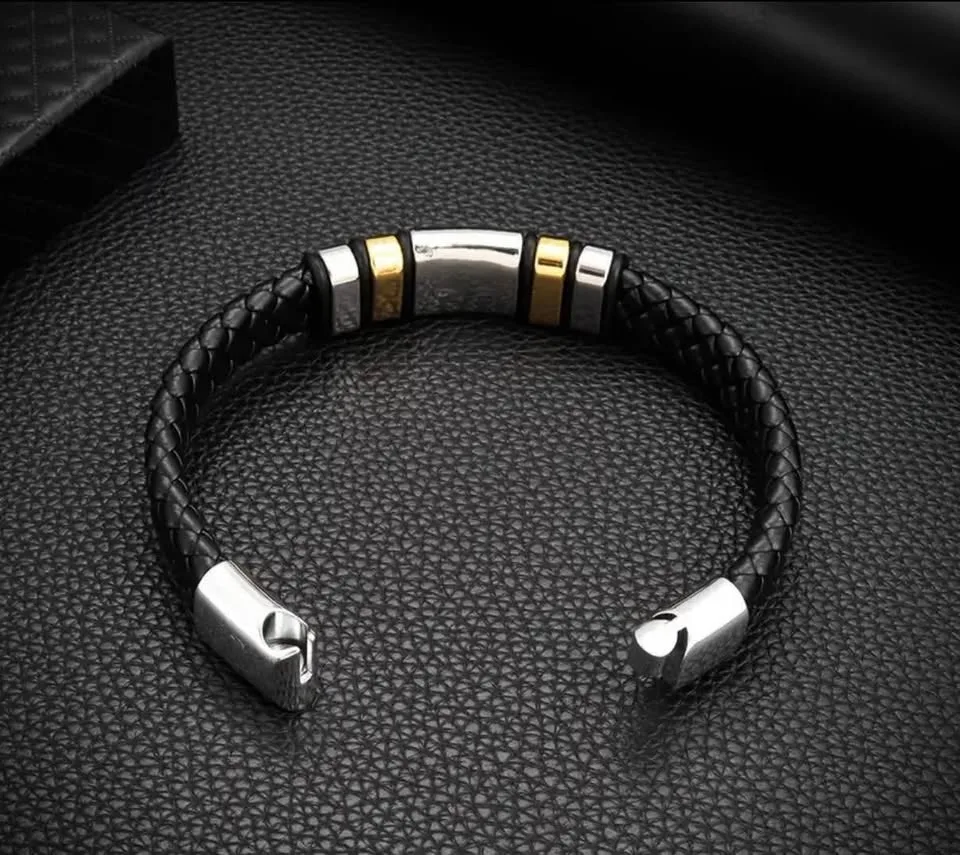Black and Silver Braided Bracelet for Men image indicator(5)