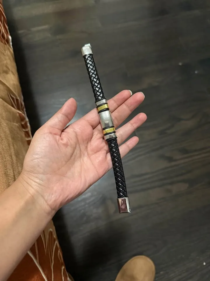 Black and Silver Braided Bracelet for Men image indicator(7)