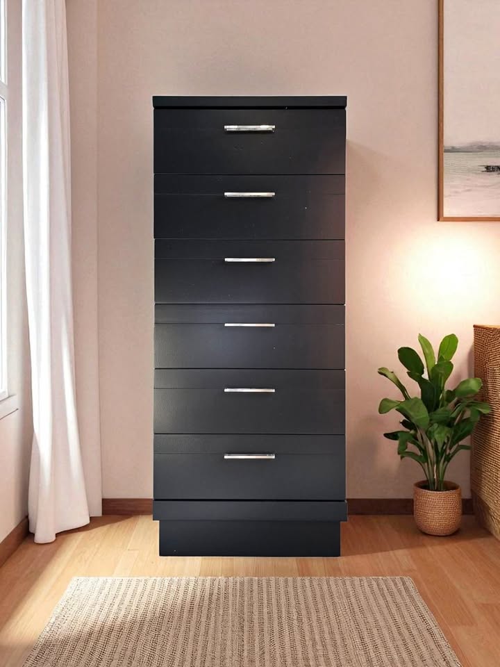 🚚 Free Delivery – Modern Black 6-Drawer Dresser | 25171
