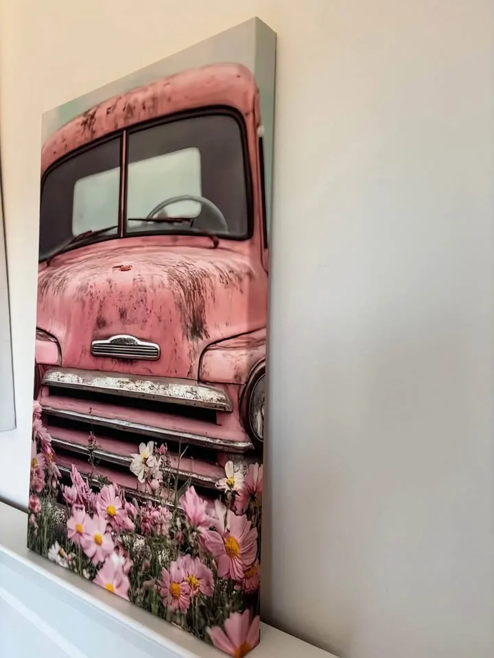 Old Pink Truck Canvas Wall Art Ready To Hang image indicator(6)