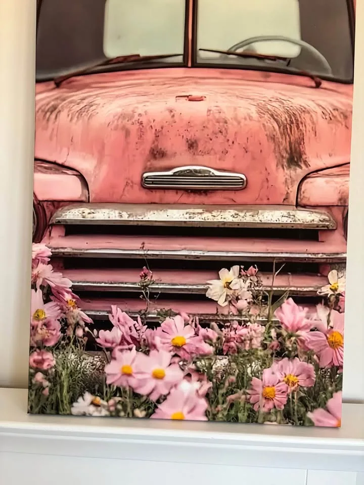 Old Pink Truck Canvas Wall Art Ready To Hang image indicator(7)
