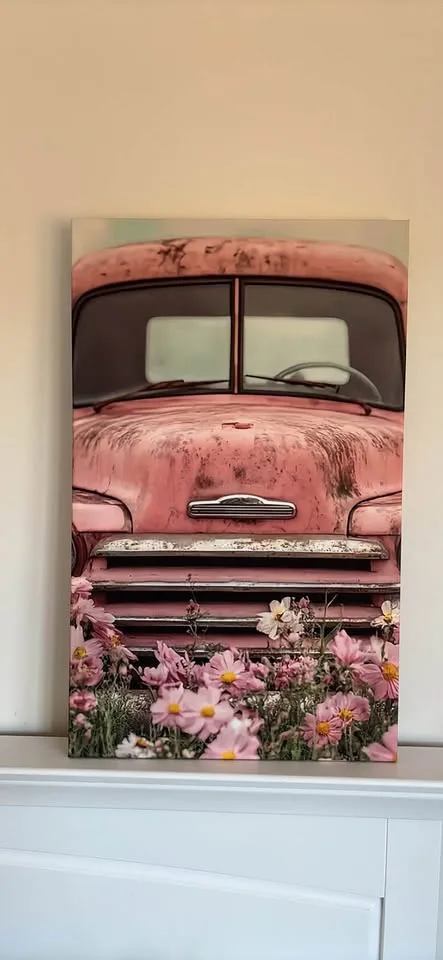 Old Pink Truck Canvas Wall Art Ready To Hang image indicator(8)