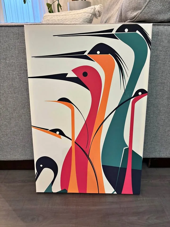 Mid Century Modern Style Vibrant Bird Canvas thumbnail