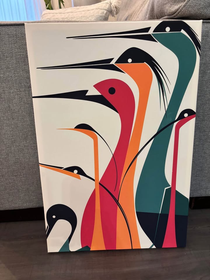 Mid Century Modern Style Vibrant Bird Canvas - photo 5