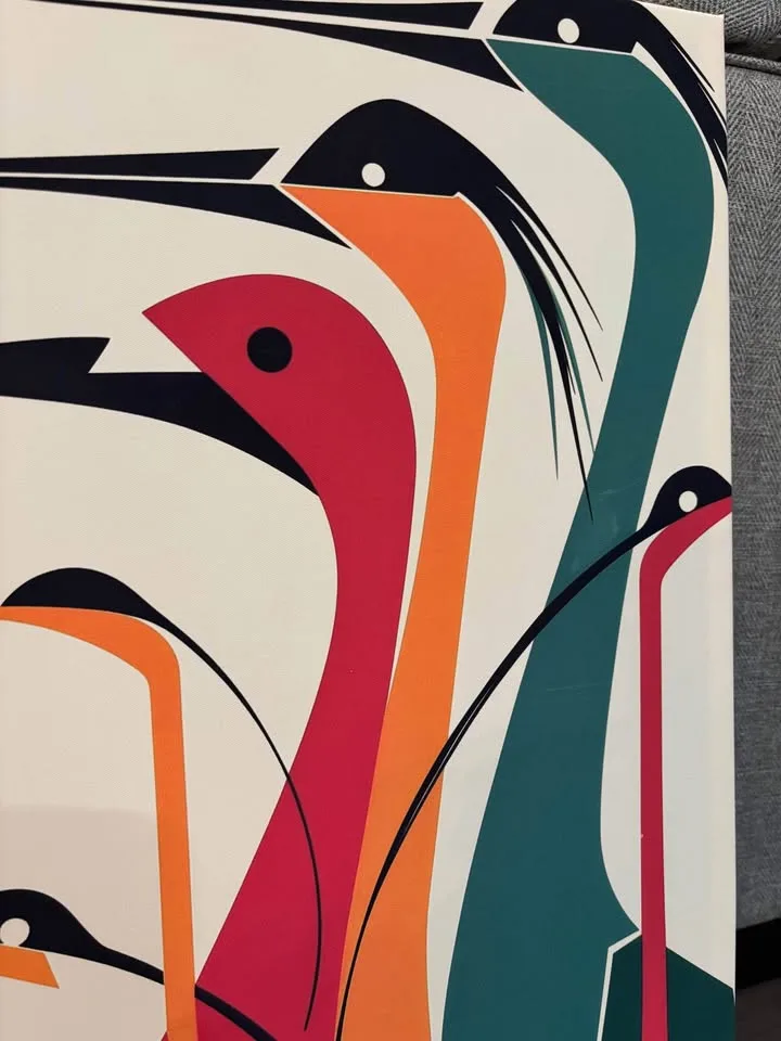 Mid Century Modern Style Vibrant Bird Canvas image indicator(6)