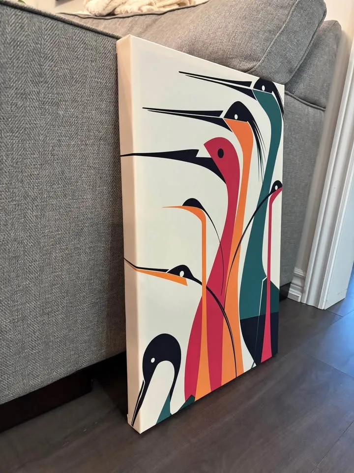 Mid Century Modern Style Vibrant Bird Canvas image indicator(8)