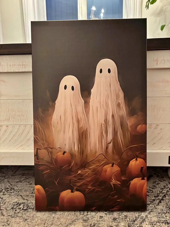 Spooky Pumpkin Patch Ghosts Canvas Wall Art-Ready To Hang thumbnail