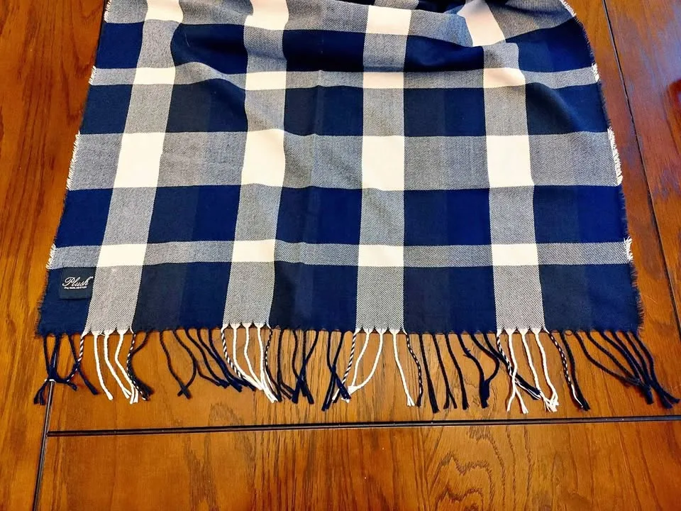 Blue and White Soft Scarf by Plush 6'x20"