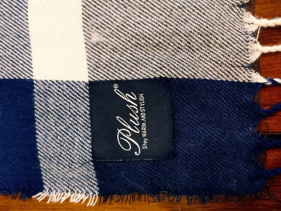 Blue and White Soft Scarf by Plush 6'x20" image indicator(2)